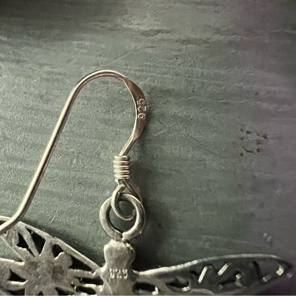 925 Sterling Silver Dragonfly Earrings - Picture 5 of 7
